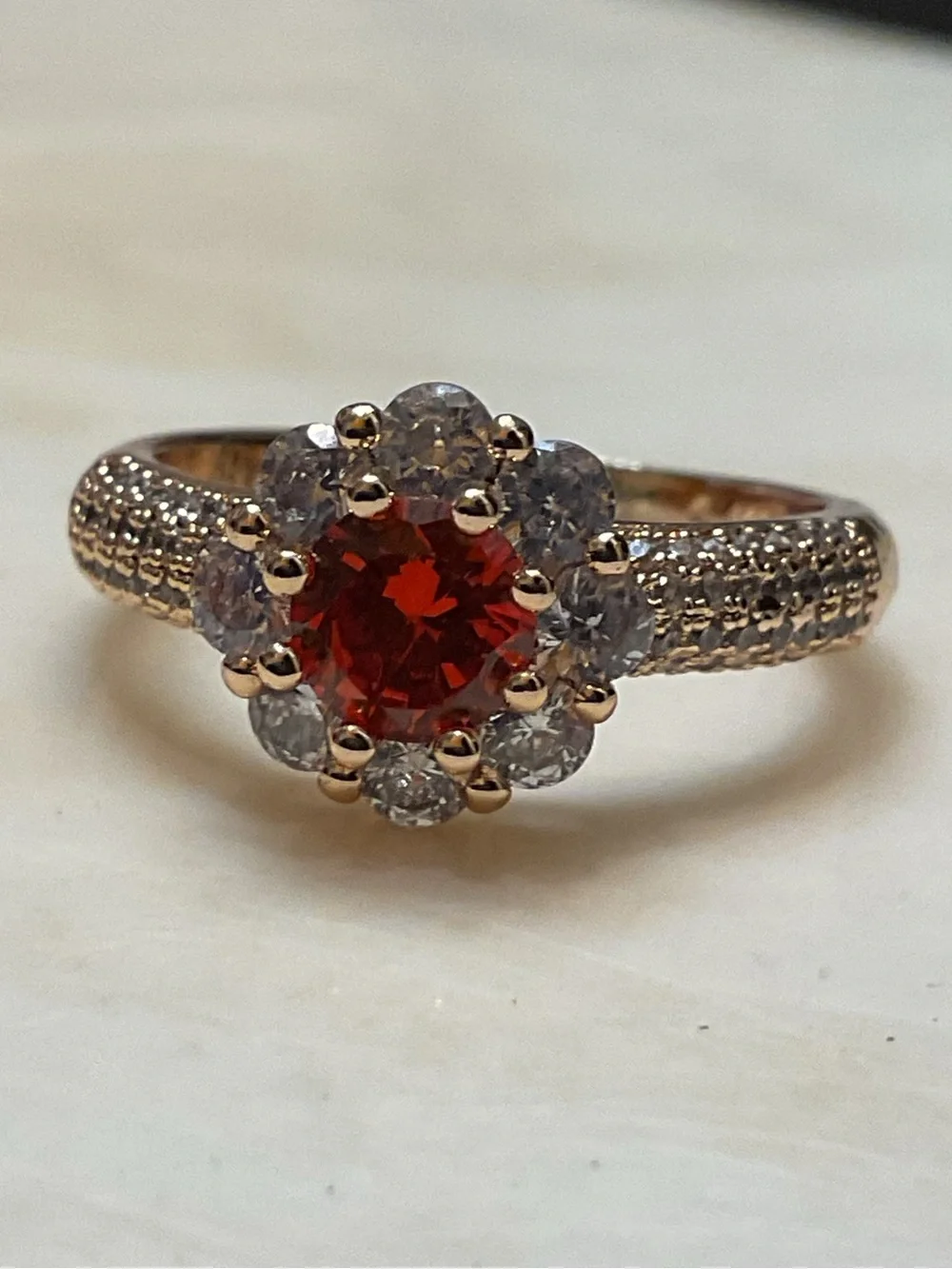 Halo Ring with Red Center